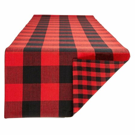 FASTFOOD 14 x 108 in. Red & Black Reversible Gingham & Buffalo Check Table Runner FA2956279
